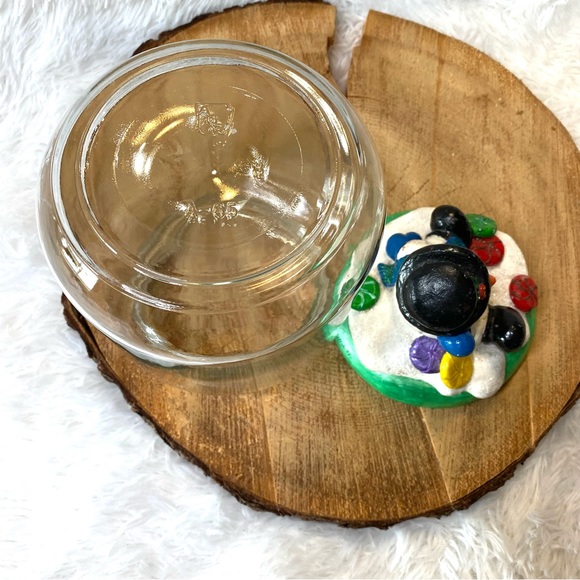 Vintage Hand Painted Ceramic Snowman Cookie Jar Candy Jar - Picture 8 of 8